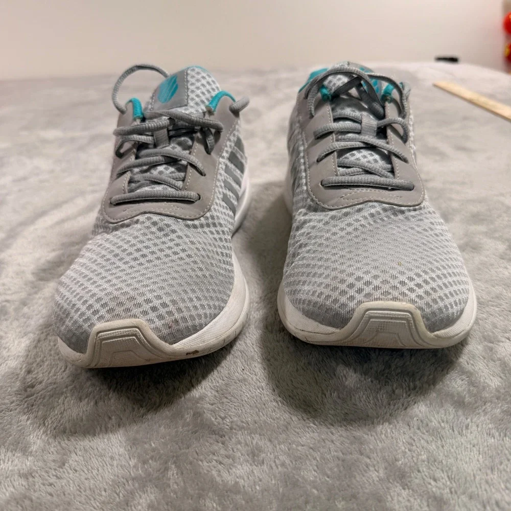 K-Swiss K17/111 Sneakers Men 11 Grey Teal Low Top Mesh Running Shoes 05481-044-M